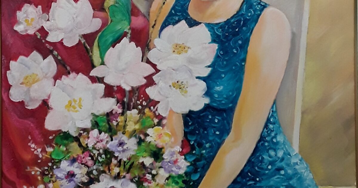 Tranh Thiếu nữ bên Hoa Sen