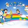 Tranh dán tường 3D Doraemon cùng những người bạn