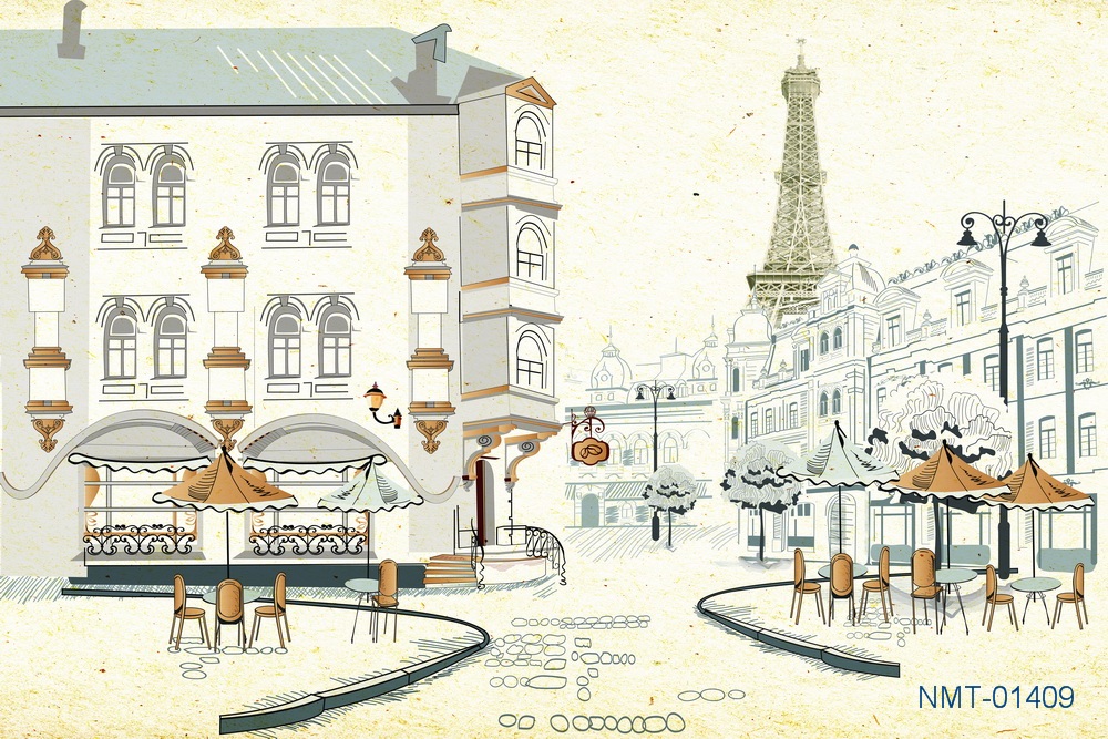 Tranh dán tường 3D Paris của tôi - Tranh Cafe - Quán Bar