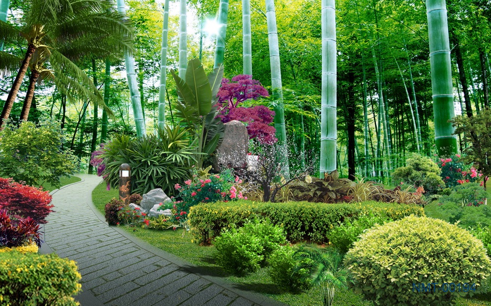 Tranh dán tường 3D Khu vườn thần tiên - Tranh Phong Cảnh 3D