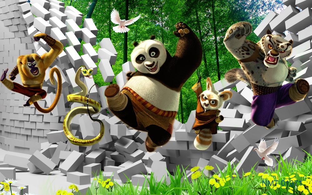 Tranh dán tường 3D kungfu panda - Tranh Hoạt Hình Trẻ Em - tranh dán tường kungfu panda: \