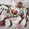 Tranh dán tường 3D ngựa hoa