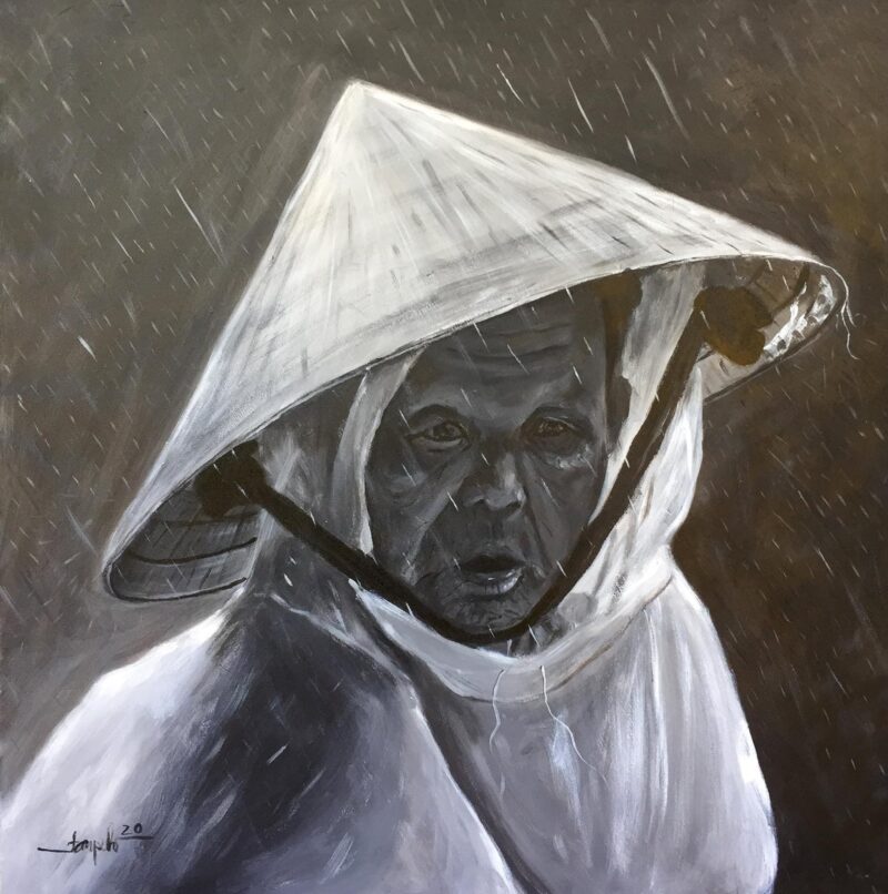 Mẹ già dưới mưa