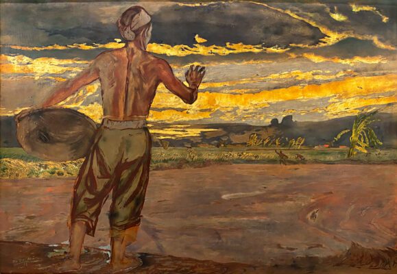 Tác phẩm Bình minh trên nông trang của họa sĩ Nguyễn Đức Nùng (1914-1993)