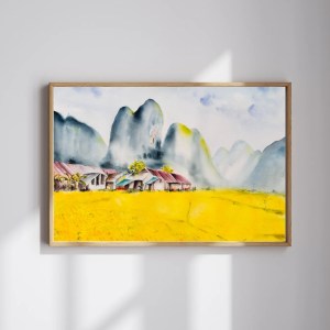 Green Beige Art Photo Frame Mockup Instagram Post